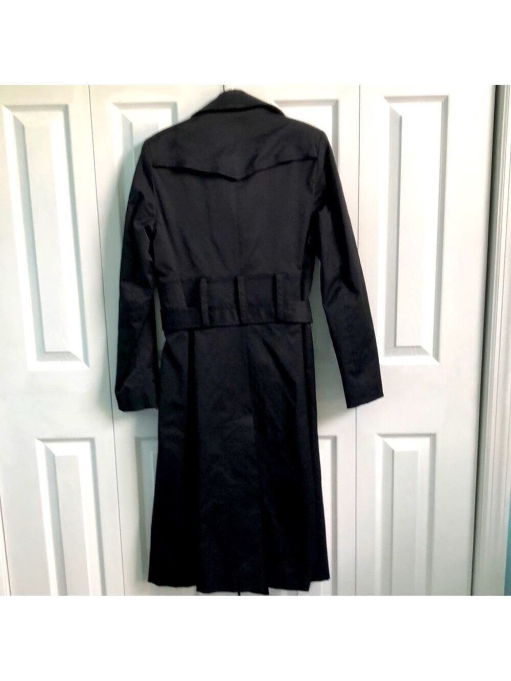 DKNY Double Breasted Belted Trench Coat Black Size XS - Picture 9 of 16